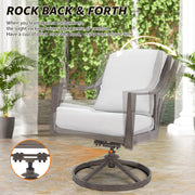 NATURAL EXPRESSIONS 5-Piece Outdoor Patio Dining Set, 4pcs Patio Swivel Rocking Chairs and 38’’ Round Dining Table with 1.65’’ Umbrella Hole