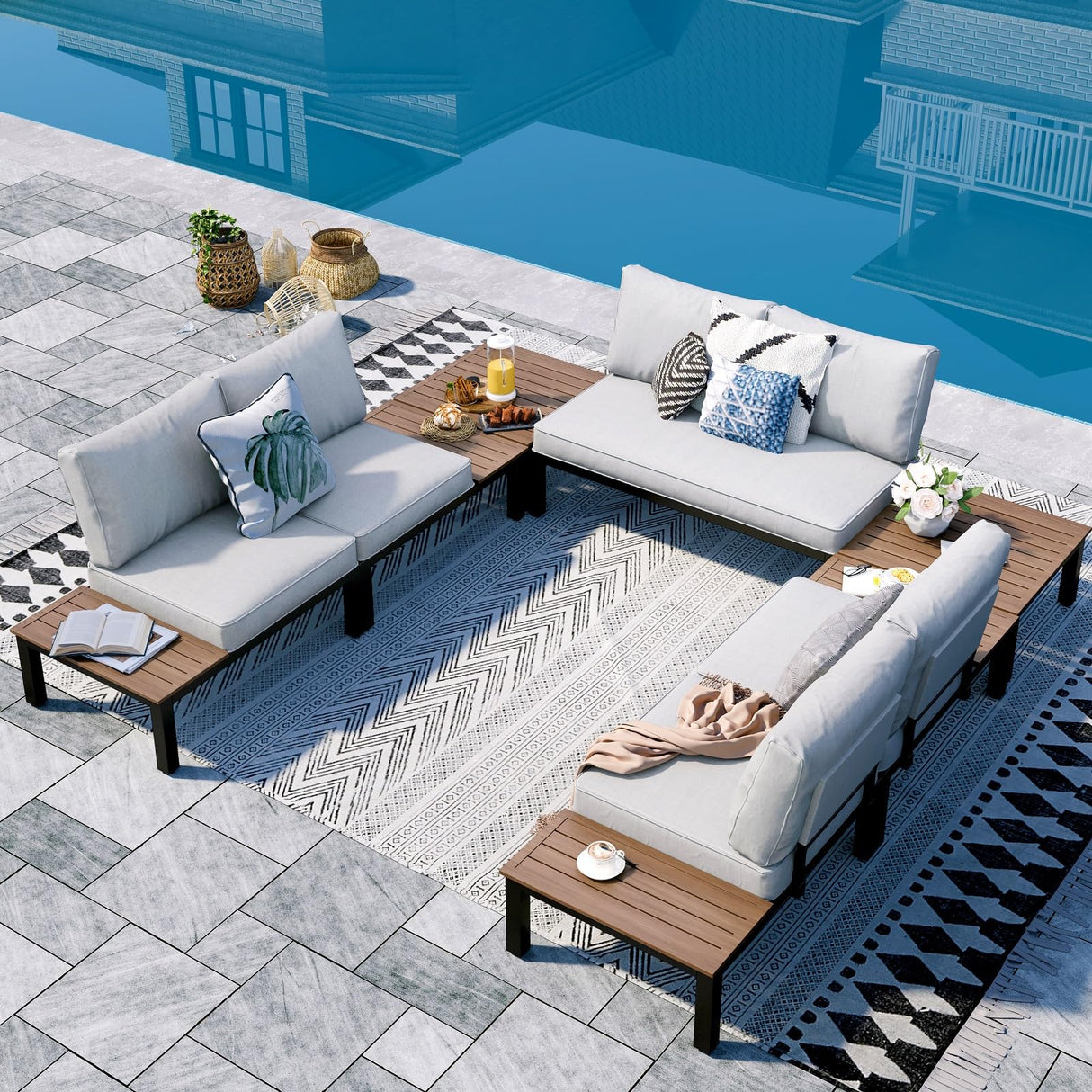 Outdoor Sectional Sofa 7 Piece Metal Outdoor Sectional Furniture Couch Patio