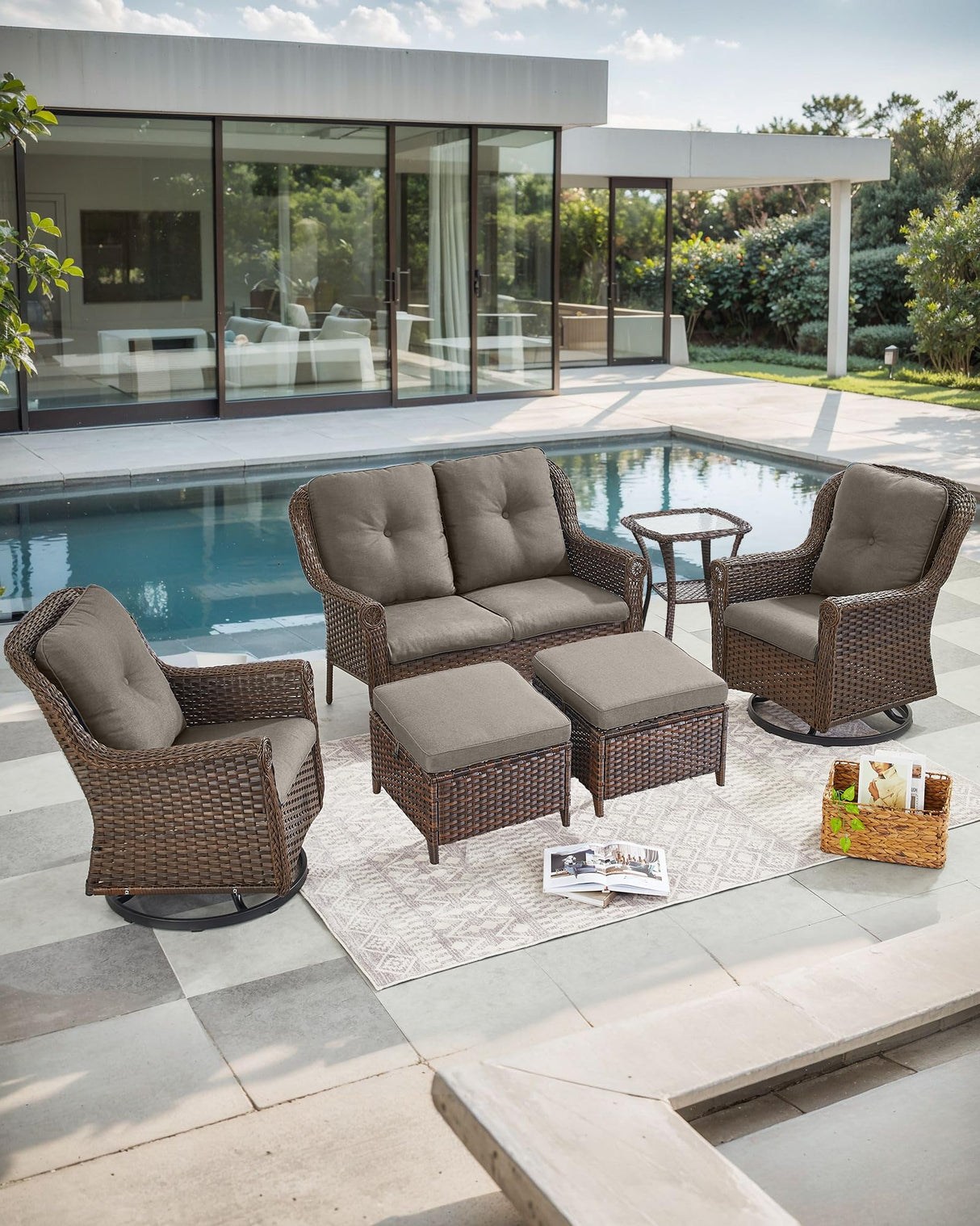 Patio Loveseat Outdoor Wicker Sofa - Heavy Duty All-Weather Rattan 2-Person Sofas