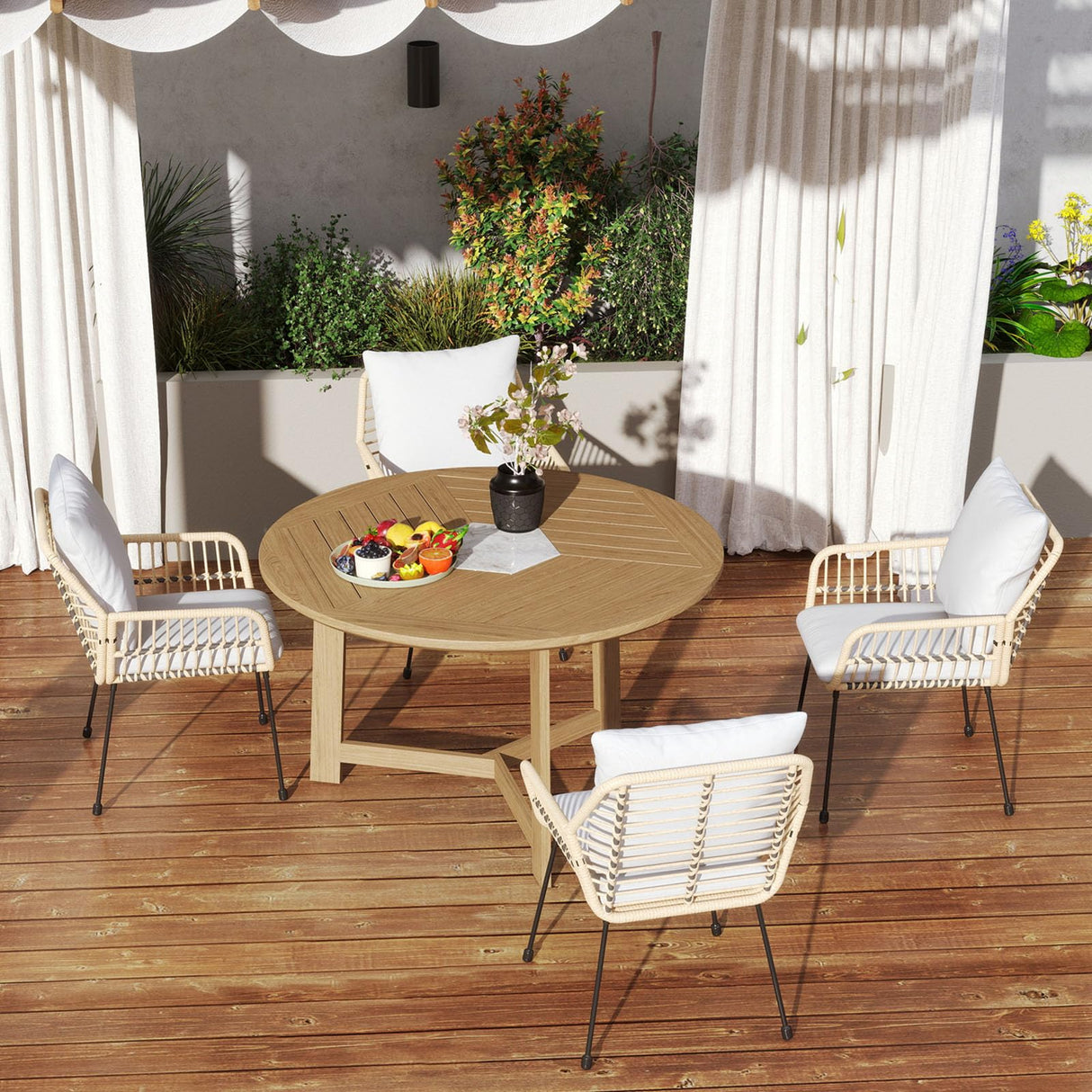 3 Pieces Outdoor Bistro Set, Bistro Set Outdoor with Glass Top Table