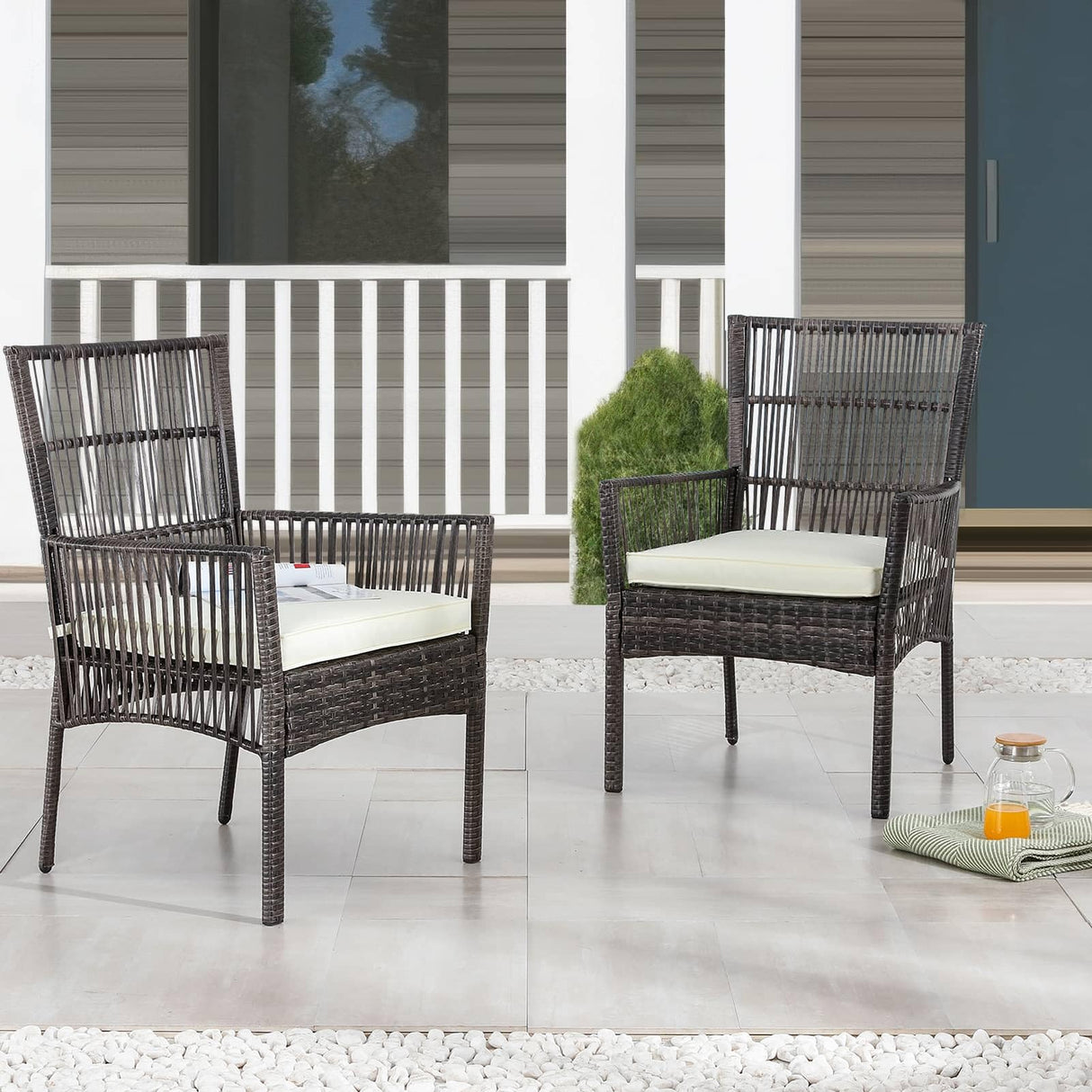 Patio Dining Chairs 4Pcs Breathable Outdoor Wicker Chairs Set