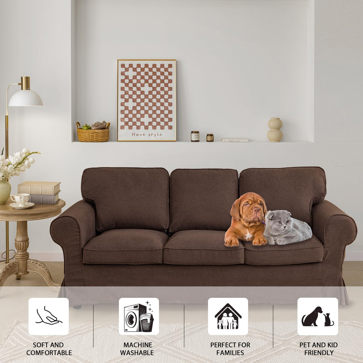 Soft EKTORP Loveseat Cover Replacement - Custom Made Compatible for IKEA EKTORP 2-Seat Sofa,