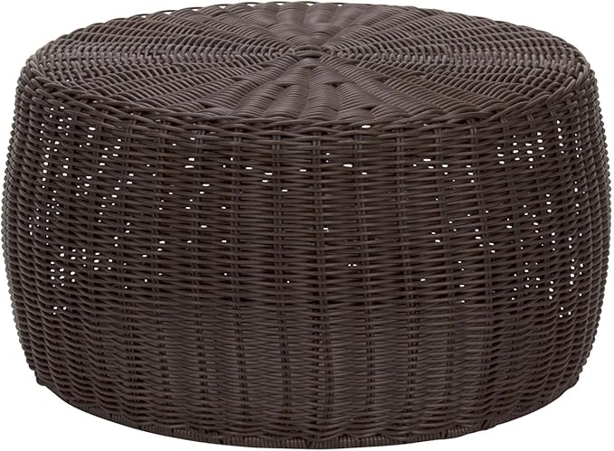ML-5005 Resin Wicker Footstool Ottoman | Brown(16"D x 16"W x 9"H)