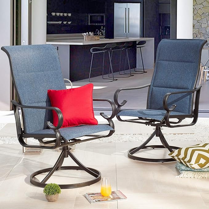 Patio Dining Chairs Textilene Outdoor High Back Swivel Rocker Set