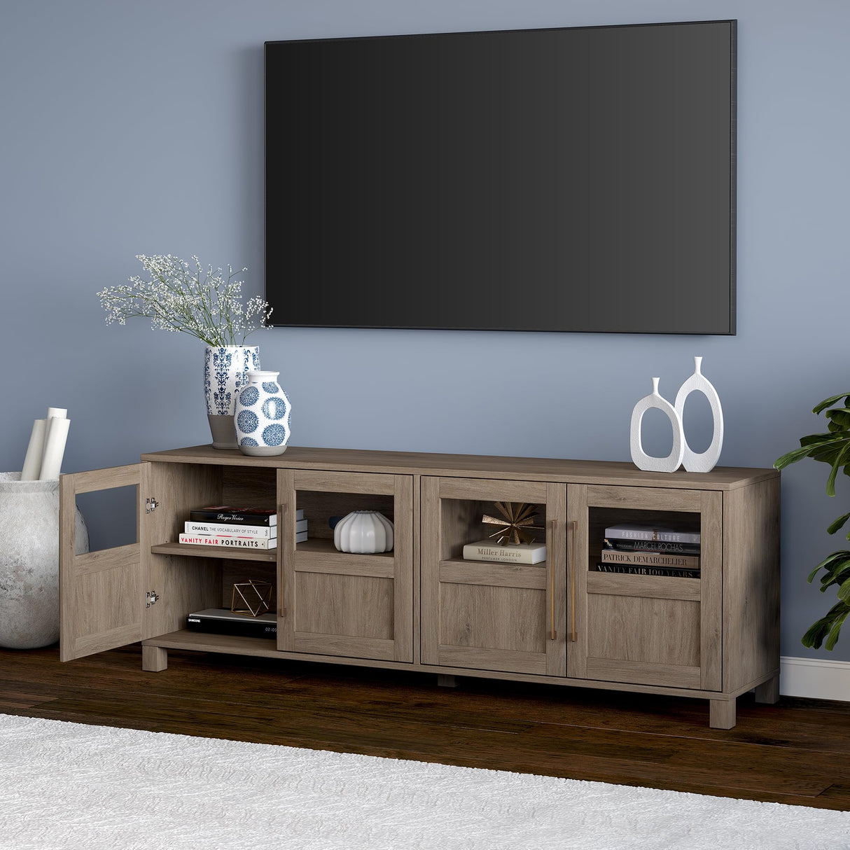 Holbrook TV Television-Stands, 68" Wide, Weathered Gray