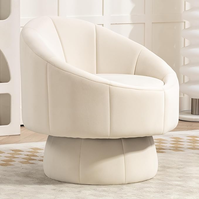 Accent Chair for Living Room Swivel Barrel Accent Chair,Swivel Chair 360°Sofa,Modern Comfy Chair Upholstered Small Round Chair with Velvet Fabirc, for Bedroom/Living Room/Office