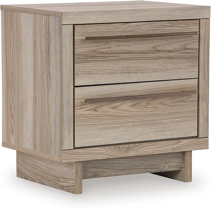 Hasbrick Casual 2 Drawer Nightstand with Wireless Charging and USB Ports,