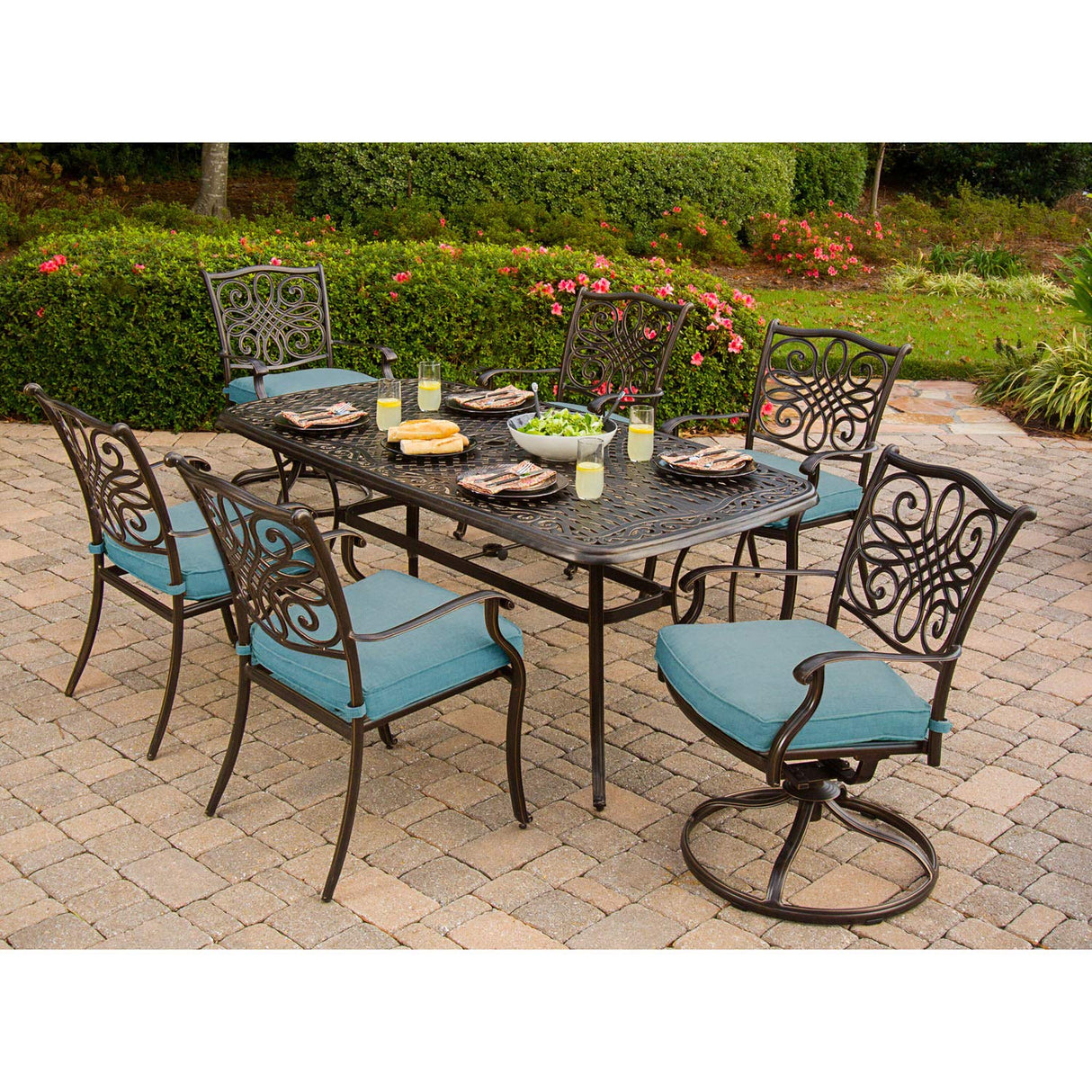Traditions 7-Piece Outdoor Dining Set with Rust-Resistant Aluminum Dining Table
