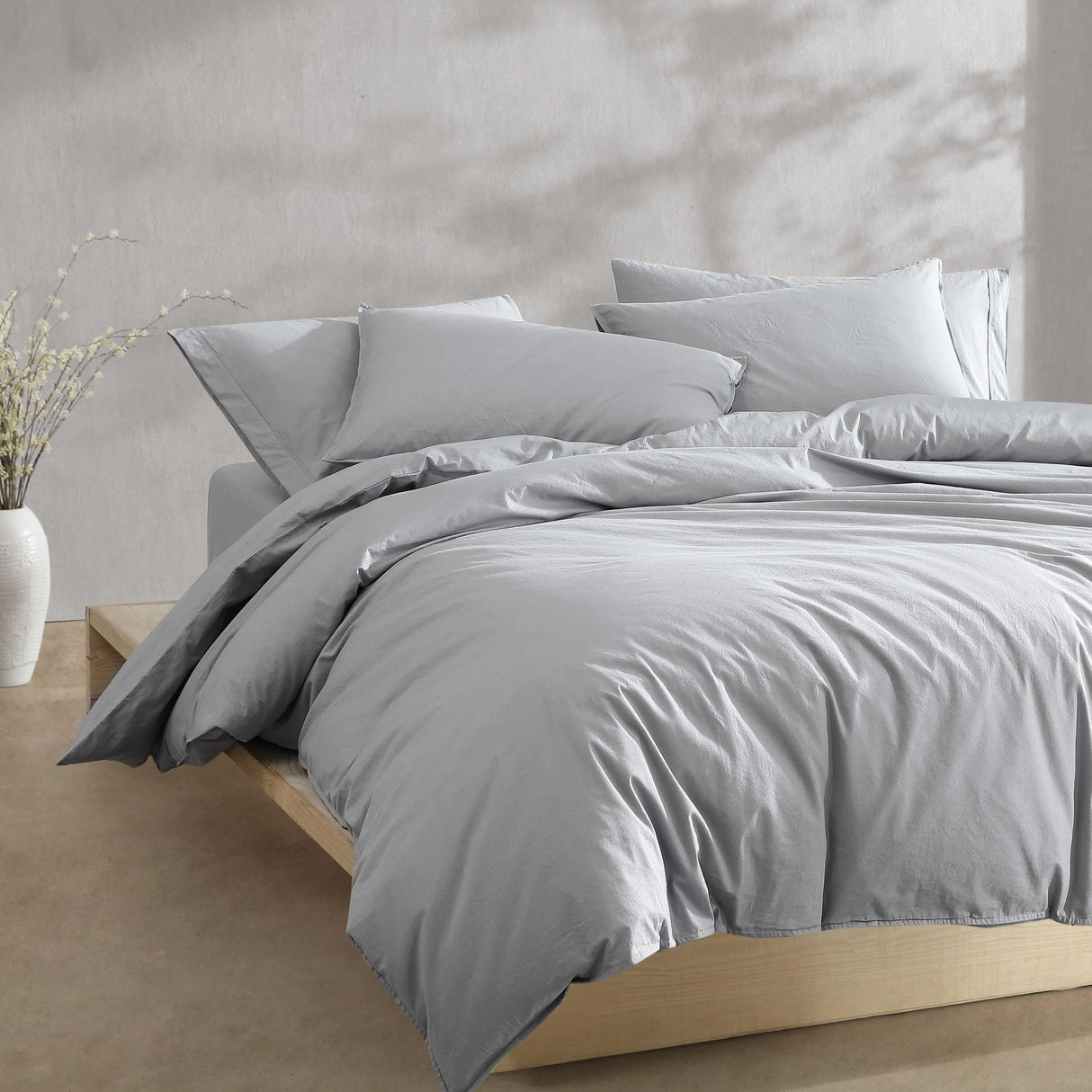 King Comforter Set, Modern Cotton Washed Percale Bedding with Matching Shams