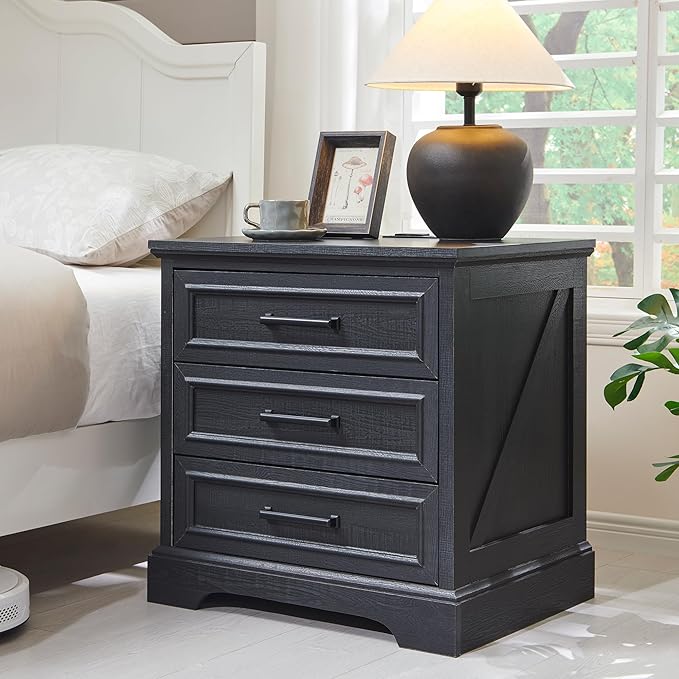 Farmhouse Nightstand with Charging Station