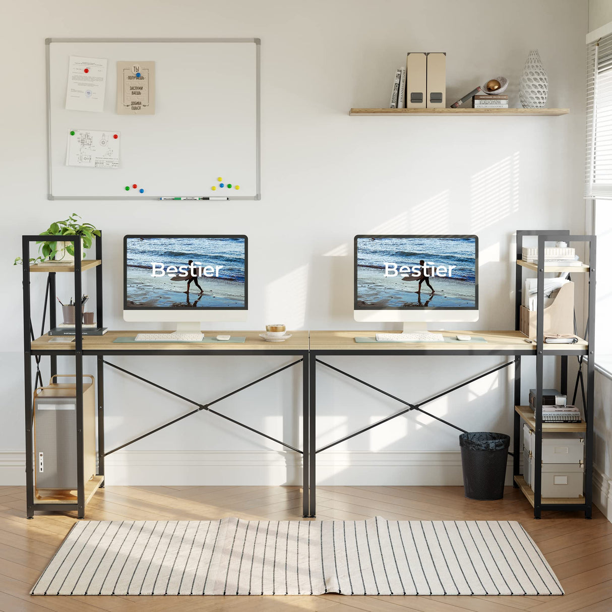 47 Inch Computer Desk with Adjustable Shelves, Simple Writing Desk