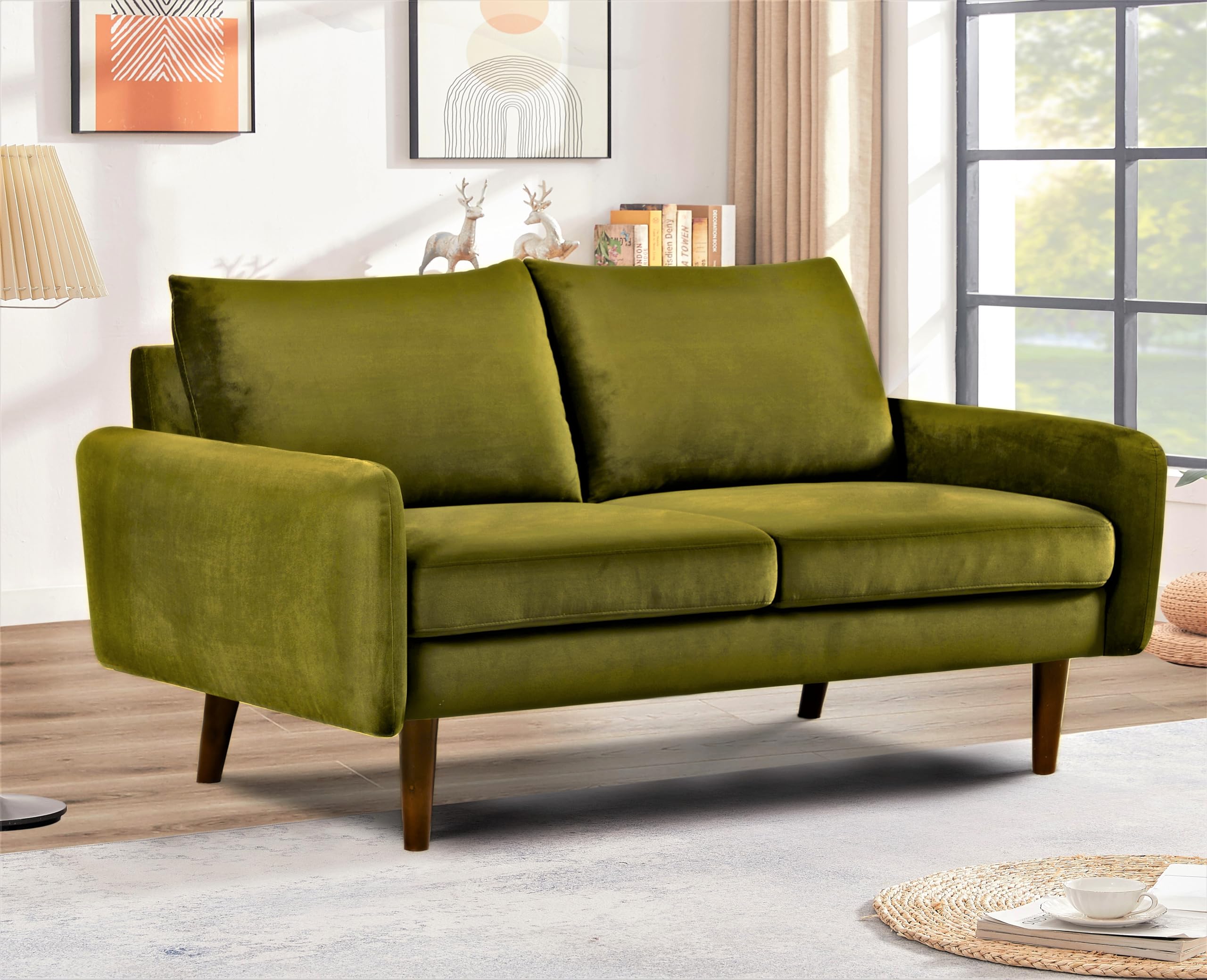 Kent Velvet Loveseat Sofa for Modern Living Rooms and Compact Spaces