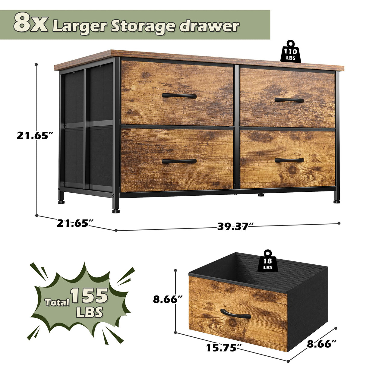 Coffee Table with Storage for Living Room, Rustic Brown Center Table with Drawer