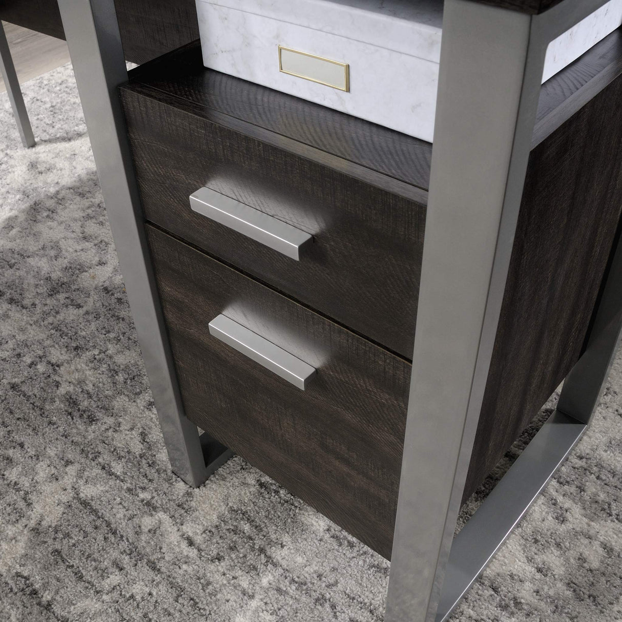 L-Desk, L: 59.84" x W: 57.32" x H: 29.65", Blade Walnut Finish