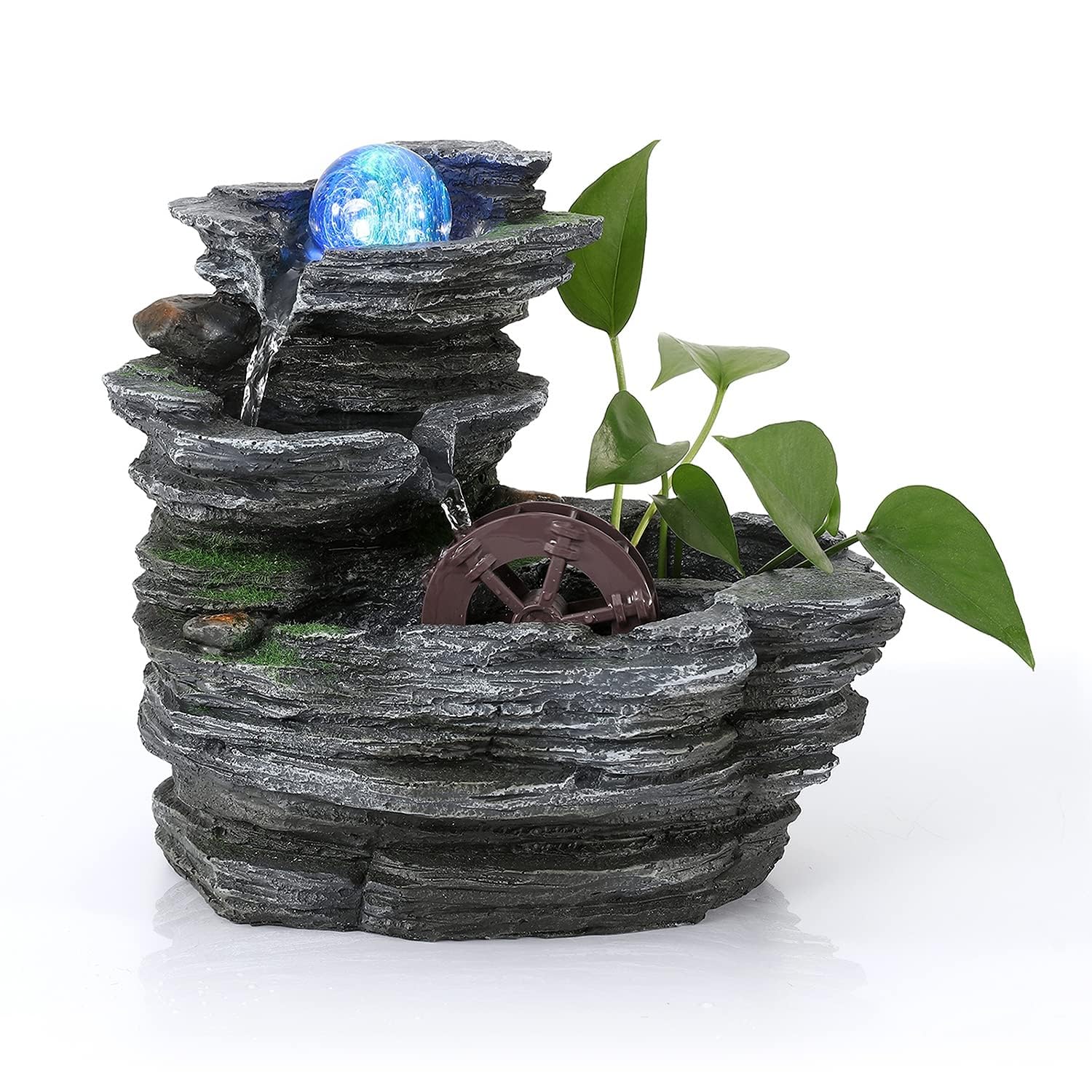 Tabletop Water Fountain - Environmental Resin Meditation Desktop Waterwheel With Crystal