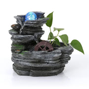 Tabletop Water Fountain - Environmental Resin Meditation Desktop Waterwheel With Crystal