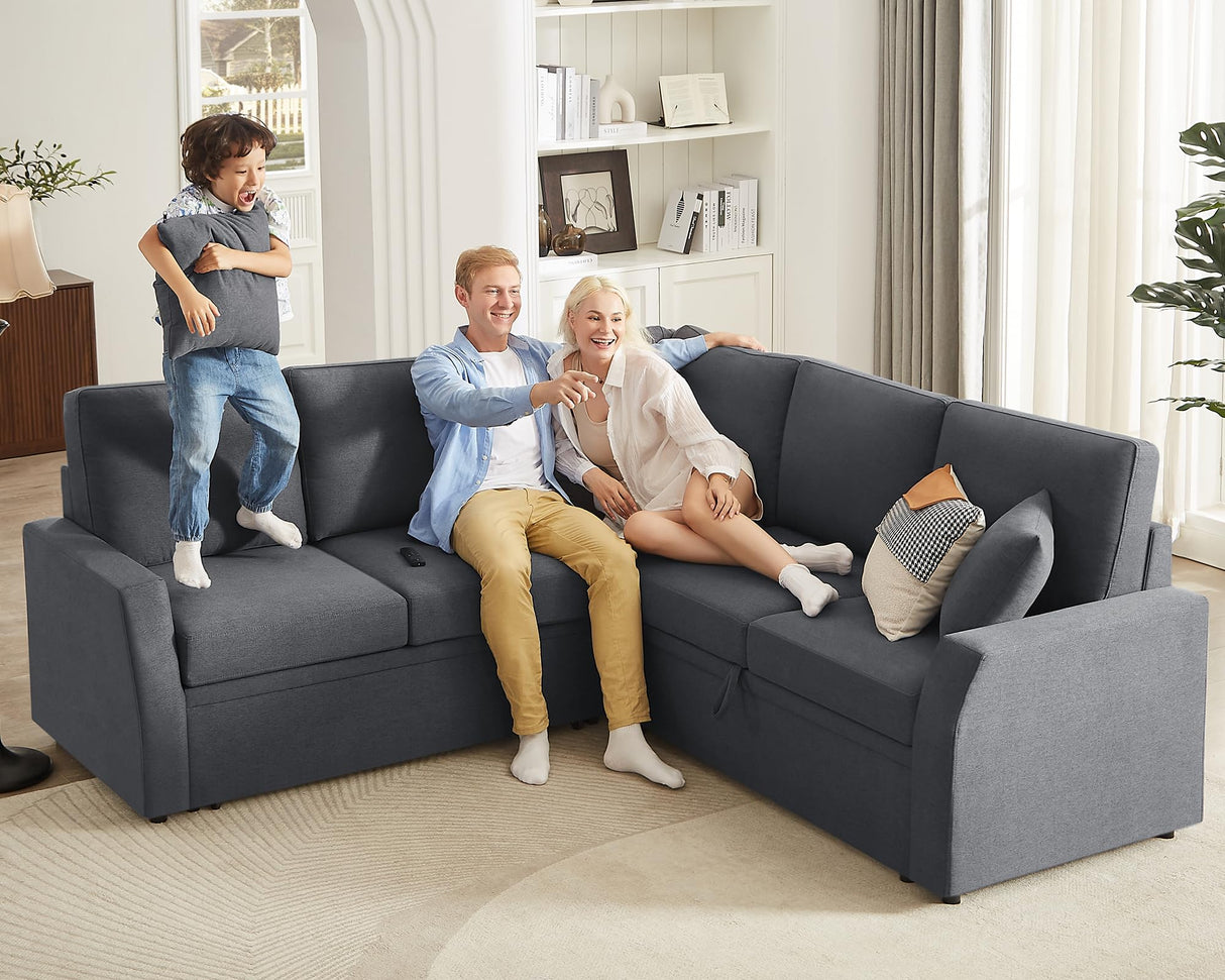 Sleeper Sofa, 85 Inch Reversible L Shape Sectional Couch