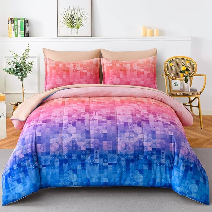 Comforter Set Queen Green 7 Pieces Gradient Olive Green Lightweight Bed in a Bag Queen Size Set