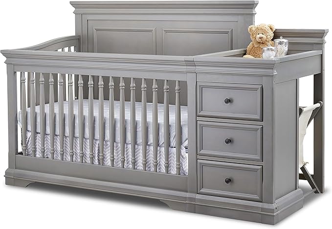 Furniture Portofino Crib,Classic 4-In-1 Convertible Crib,Brushed Ivory Crib Made of Wood
