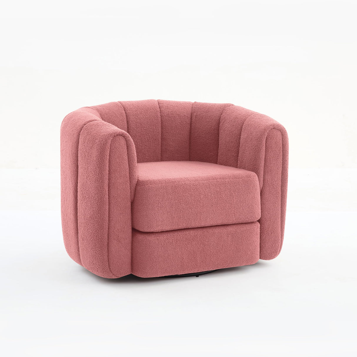 Swivel Accent Barrel Chair, Modern Swivel Accent Armchair with 360° Swivel Base and Teddy