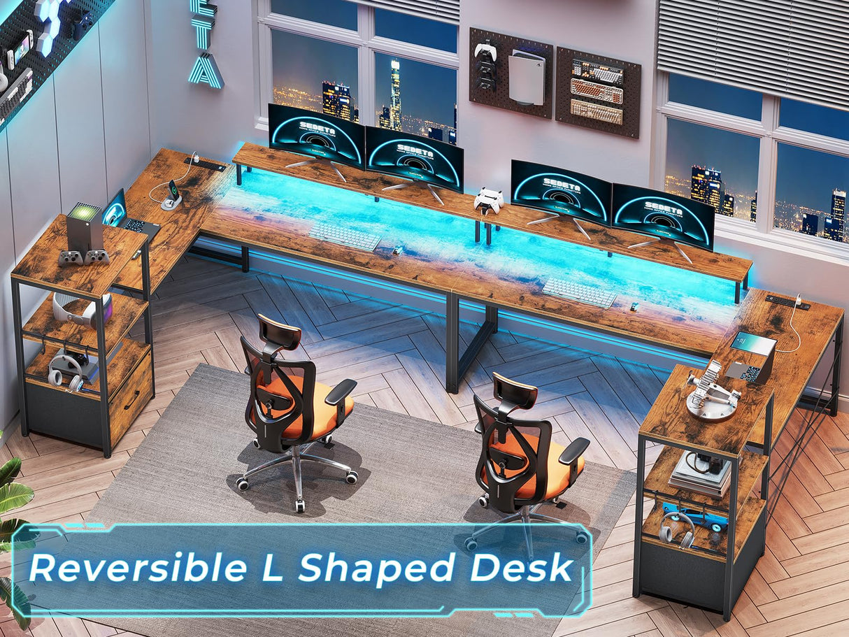 Home Office Desk with File Drawer and Power Outlet, 51" Corner Computer