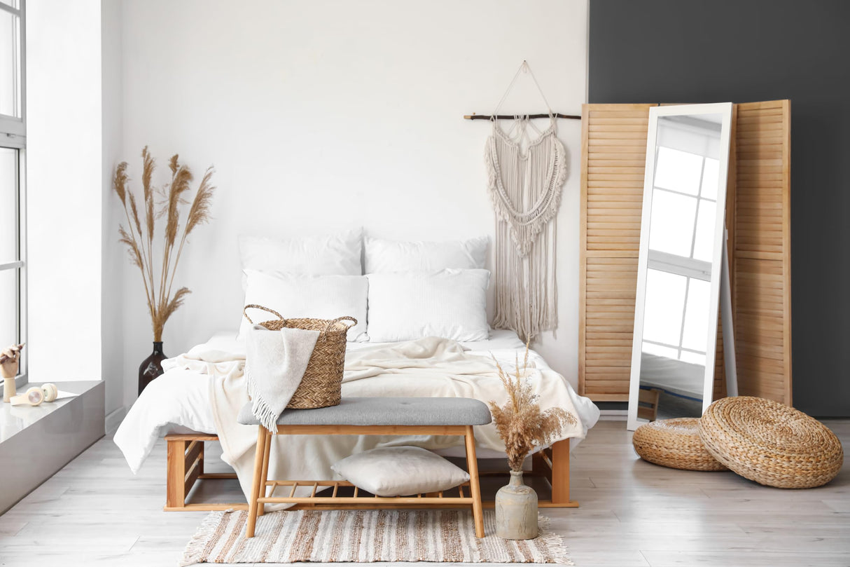 Floor Standing Full Lenght White Wooden Framed Mirror 61'' x 14'' Perfect for Bedroom