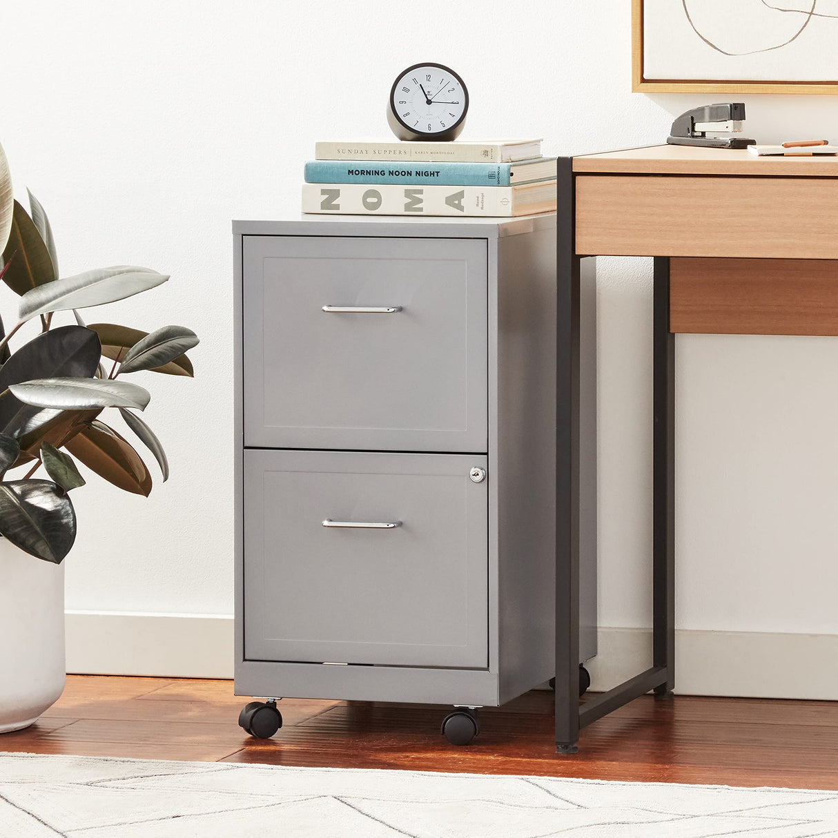 2-Drawer Mobile File Cabinet, Gray- (LLR16873)