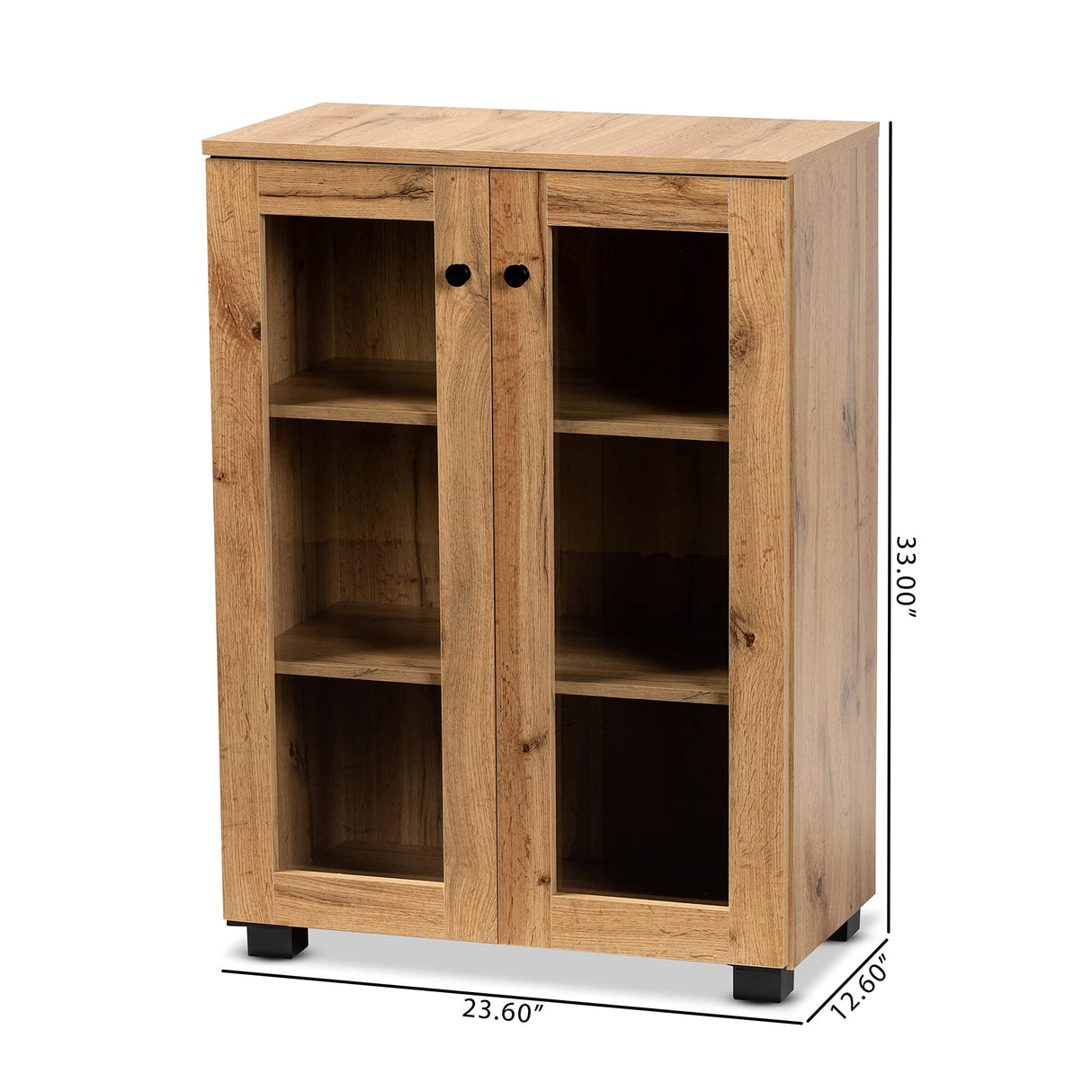 Mason Modern and Contemporary Oak Brown Finished Wood 2-Door Storage Cabinet