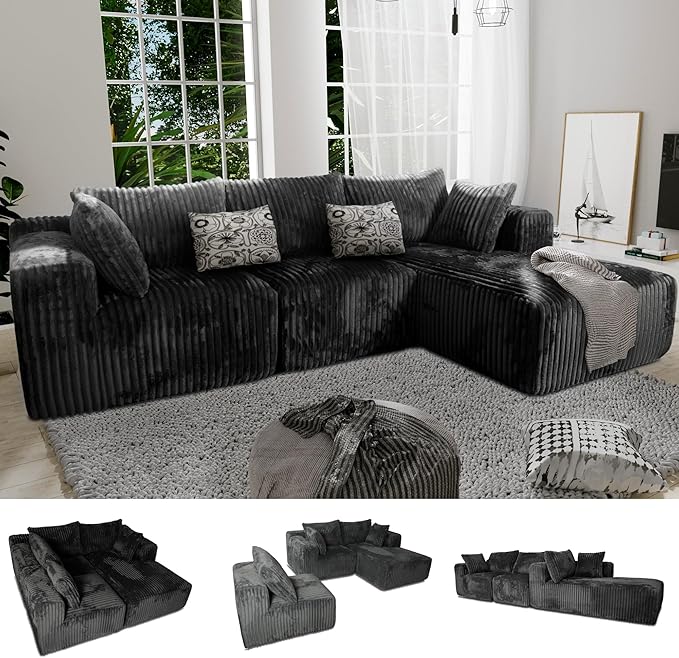 L Shaped Sofa with Deep Seat, 101" Cloud Sectional Couch with Chaise