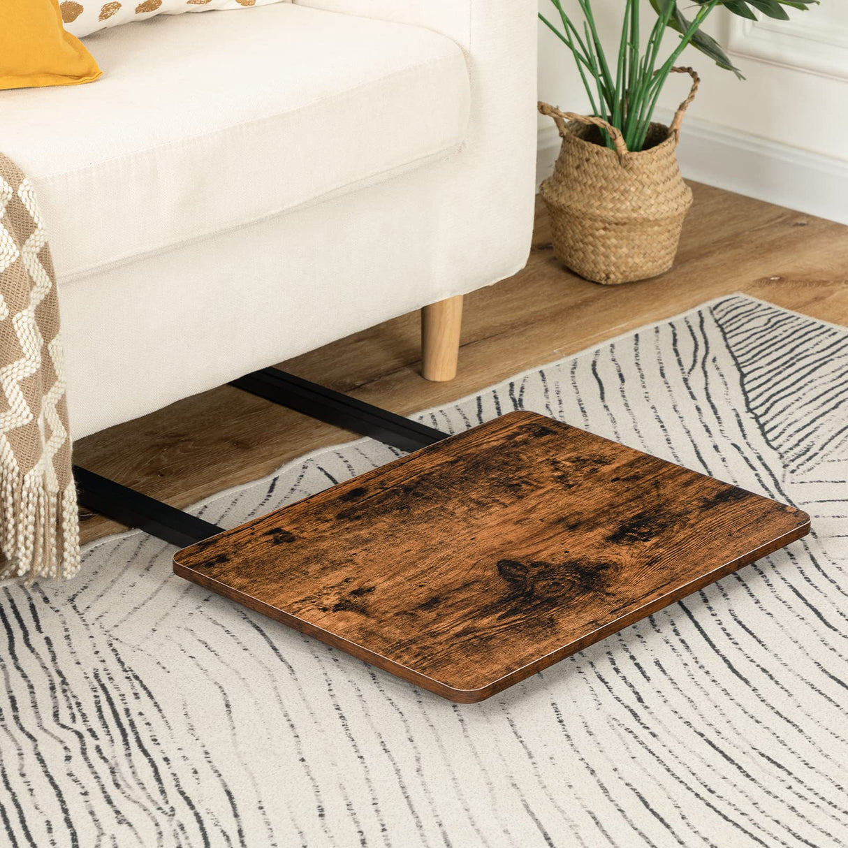 Rustic Brown Folding TV Tray Table – Metal Frame Snack Table