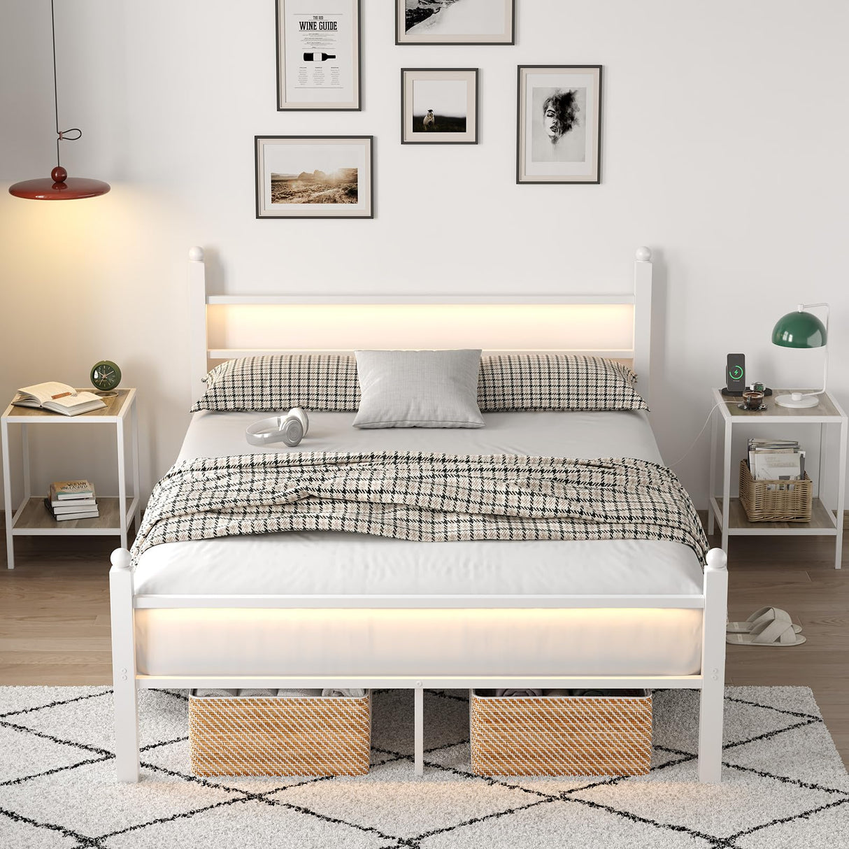 Full Size Bed Frame with Headboard and Footboard