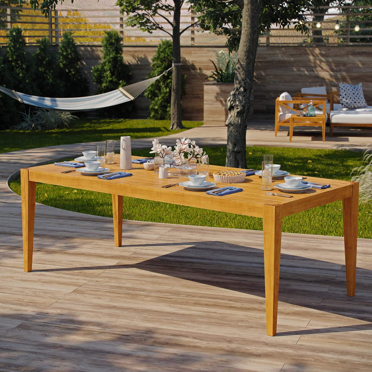 EEI-3430-NAT Northlake 85" Outdoor Patio Premium Grade A Teak, Dining Table, Natural