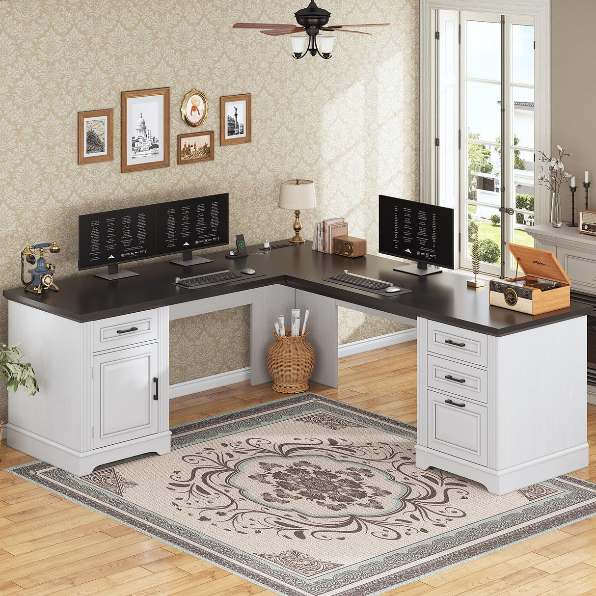 Farmhouse 69" Executive L Shaped Desk, Home Office Desk