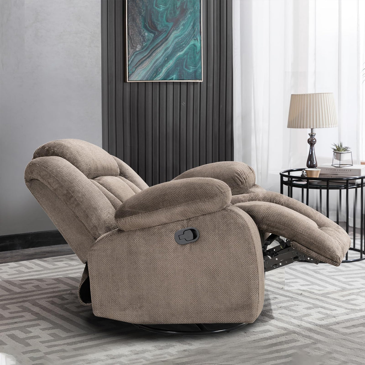 UltraComfort Manual Recliner Chair – Oversized Rocking Sofa with Swivel Base