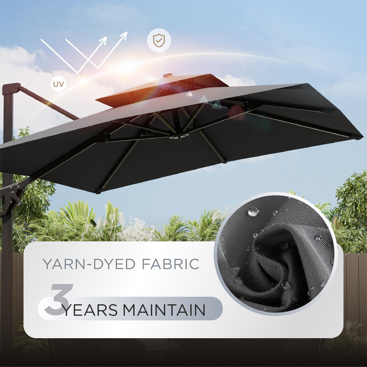 10' X 13' Patio Umbrella Outdoor Large Rectangle Cantilever Umbrellas Double Top Heavy