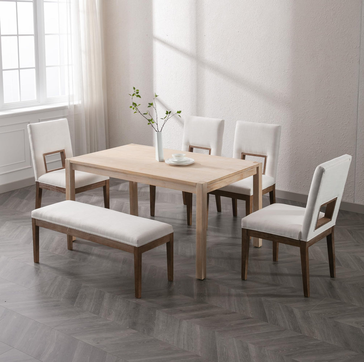 Linen Dining Bench Upholstered Entryway Bench Farmhouse Shoe Bench