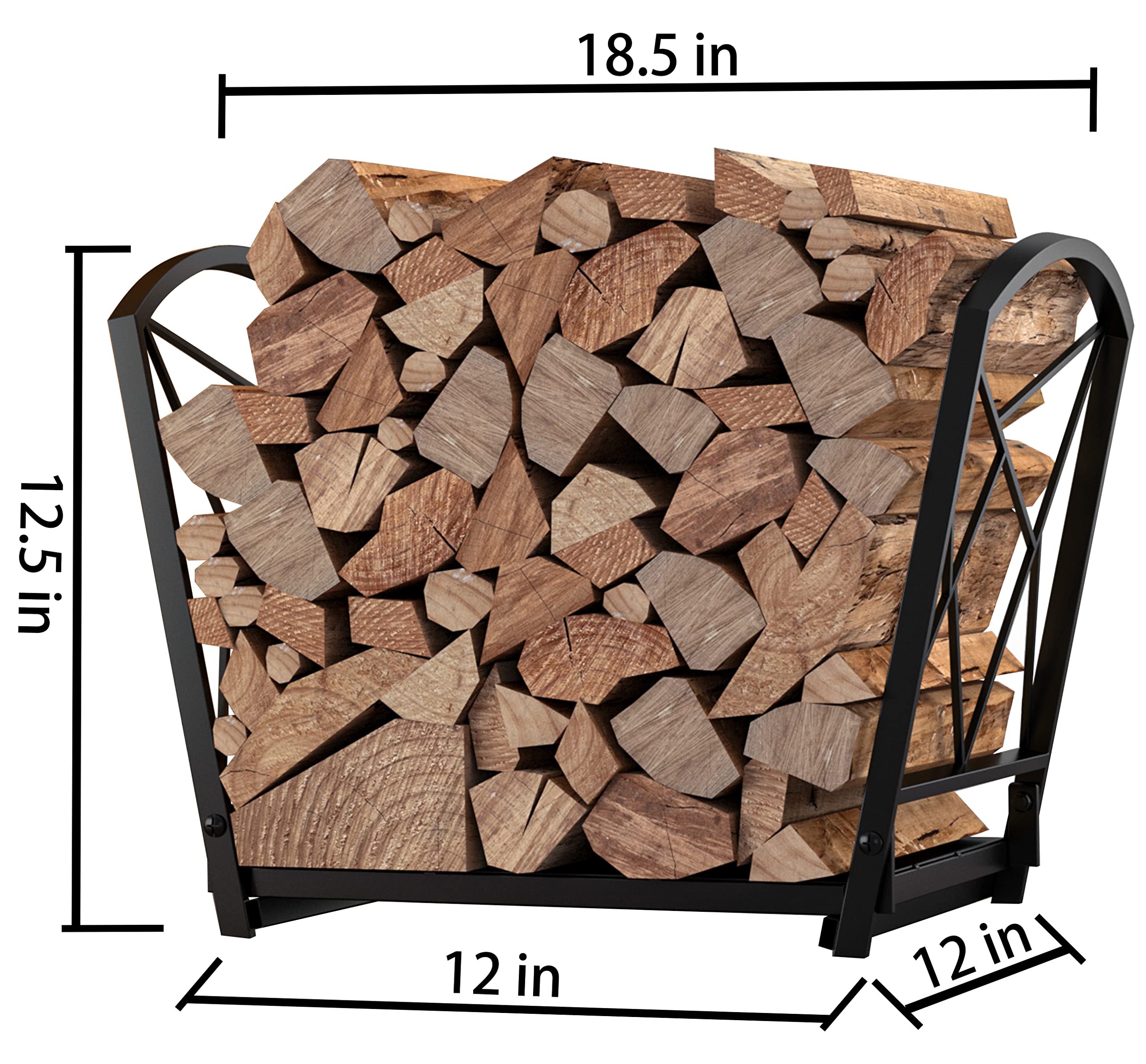 Firewood Log Rack, Iron Wood Lumber Storage Holder for Fireplace
