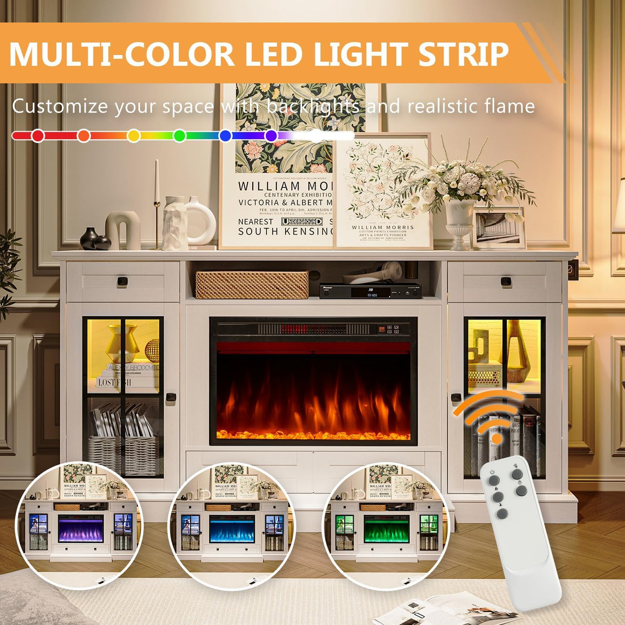 58” Fireplace TV Stand for TVs up to 65 Inch, Entertainment Center with 23" Electric