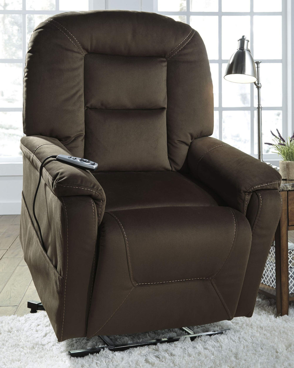 Signature Design by Ashley Samir Power Lift Recliner for Elderly with Heated & Massage Seat, Brown