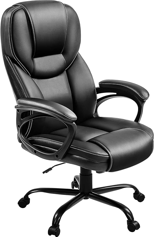 High Back Executive Office Chair - Ergonomic Faux Leather with Large Seat