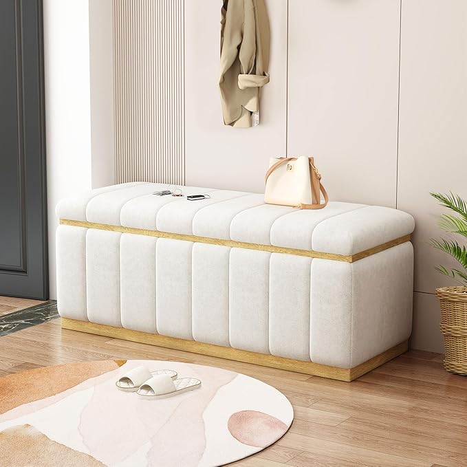 Upholstered Bench Ottoman Entryway Bench Stool