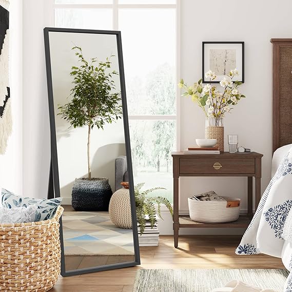 Full Length Mirror Floor Mirror Wood Frame Wall Mounted Mirror