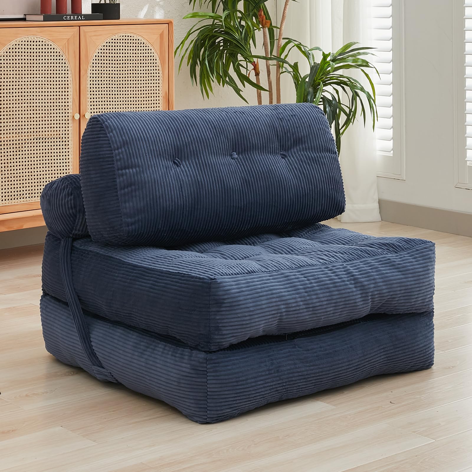 Folding Sofa Bed,Corduroy Futon Sofa Bed, Convertible Sleeper Chair