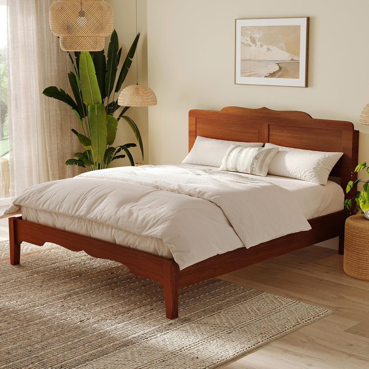 Queen Bed Frame with Headboard and Storage