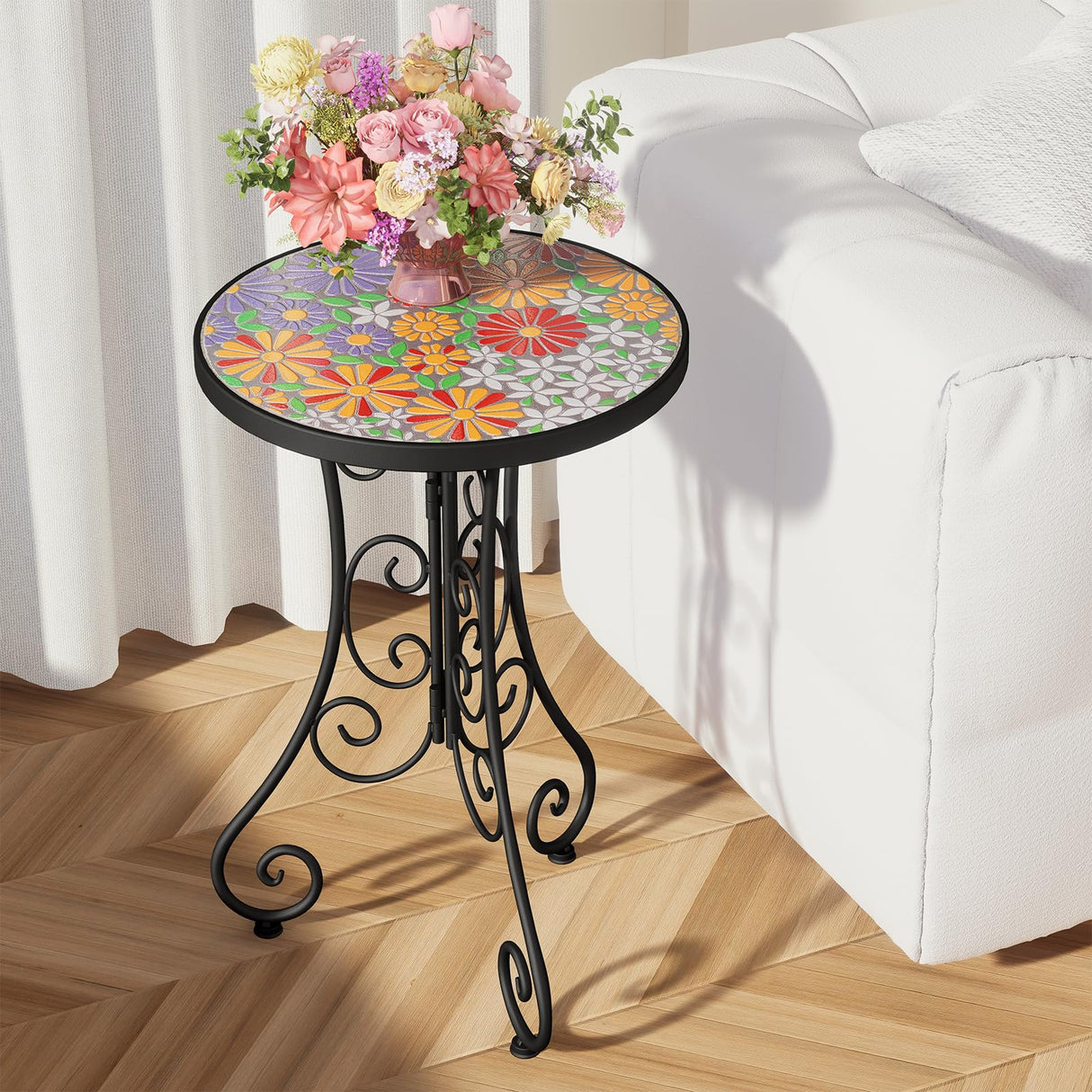 Mosaic Outdoor Side Table, Patio Side Table