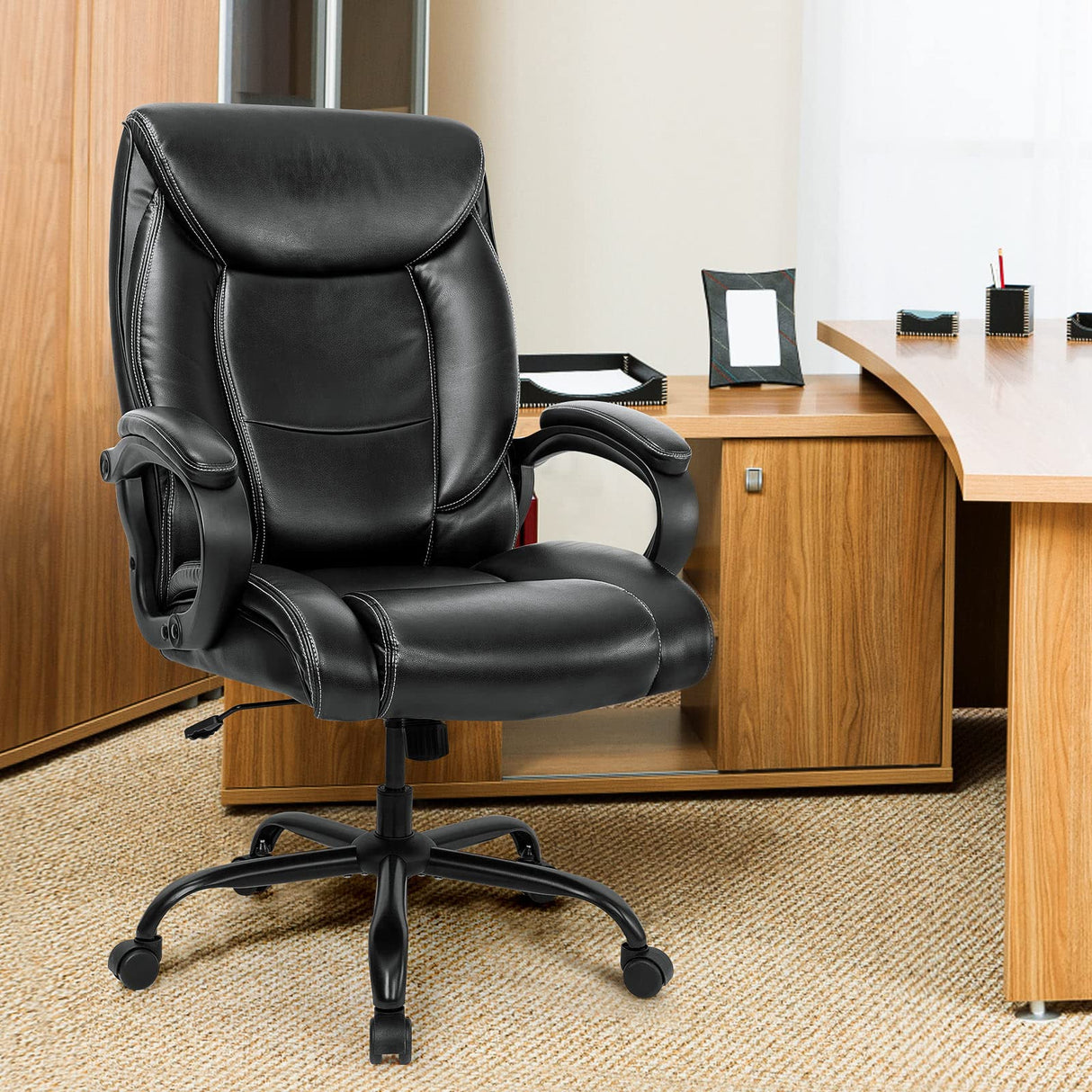 Big and Tall Heavy Duty Wide Seat- High Back Office Chair 400lbs Executive Office