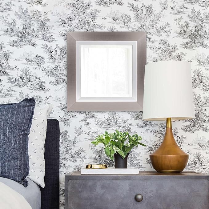 Chicago Tall Rectangular Mirror, Brushed Silver