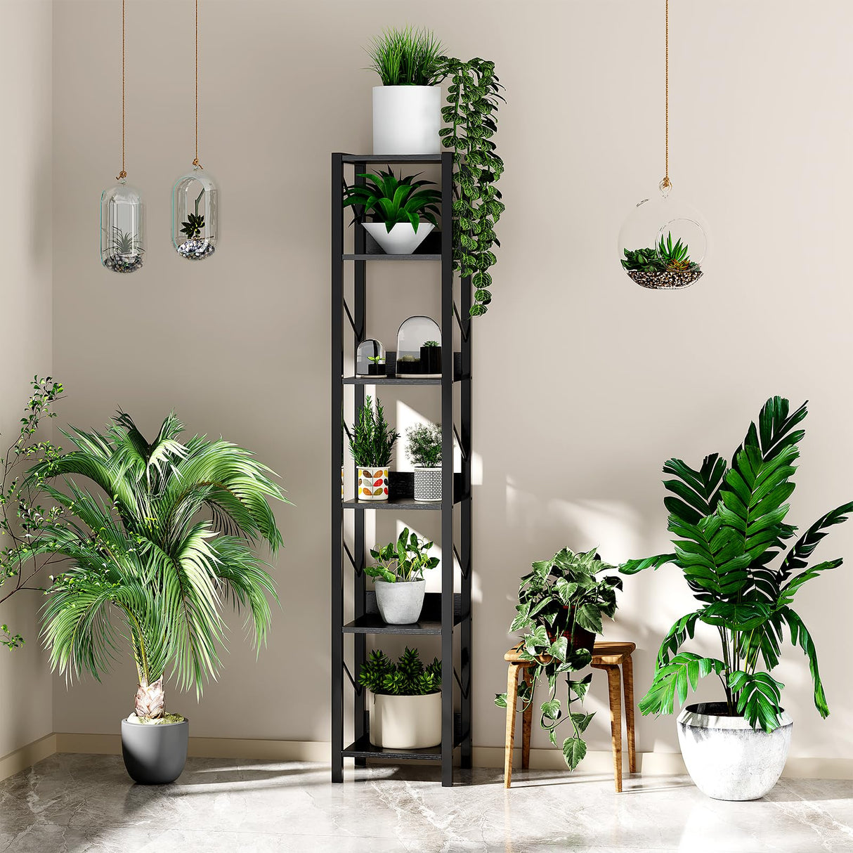 6 Tier Tall Bookcase Shelf, Narrow Bookshelf, Storage Organizer for Books