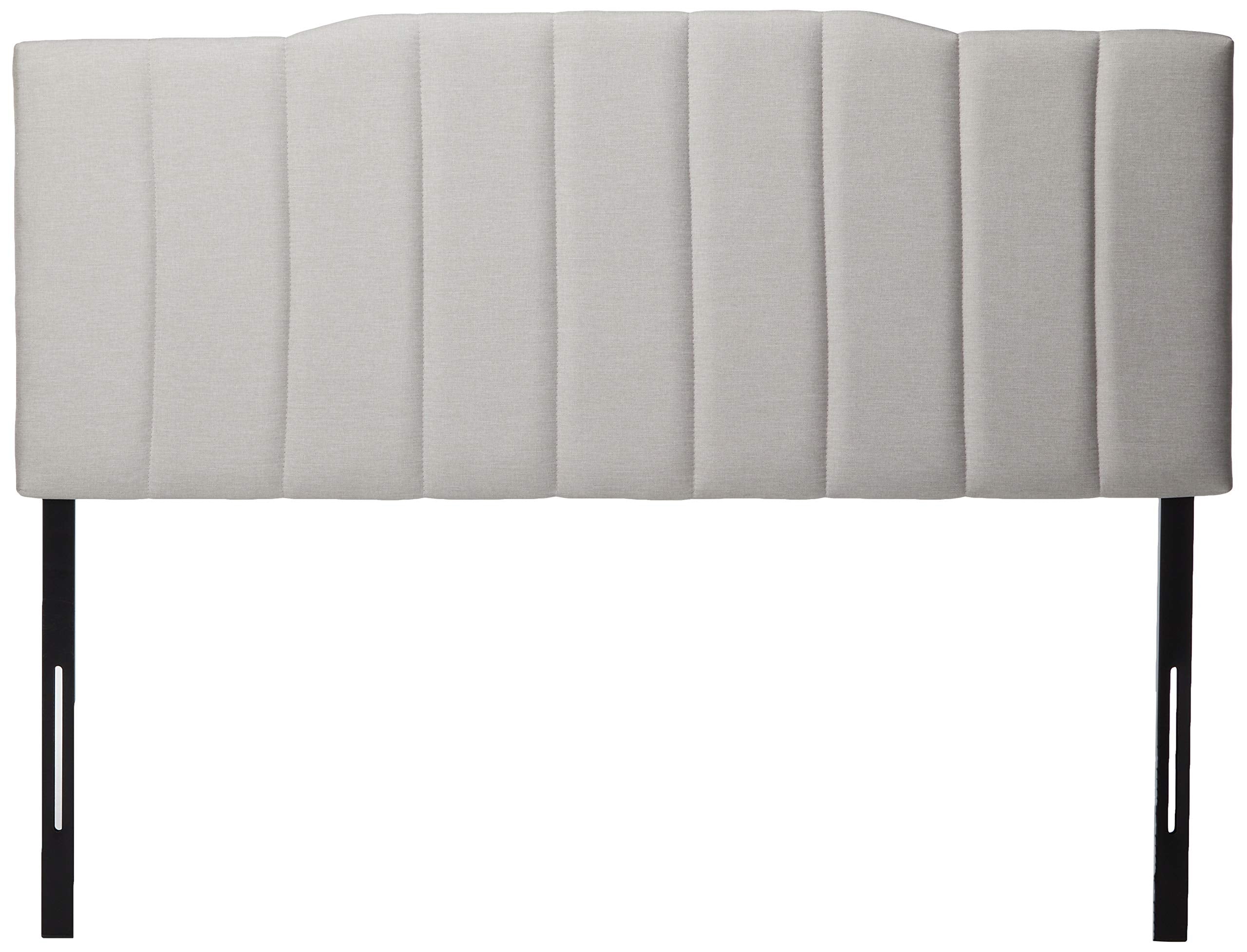 Satish Upholstered Channel Stitched Headboard in Light Grey