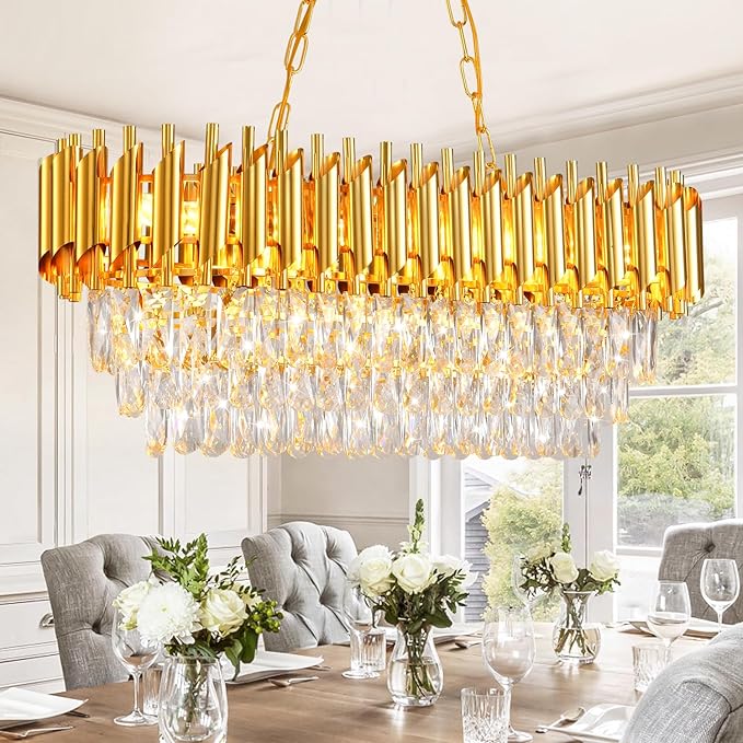 Modern Crystal Chandelier 12 Lights Gold Chandeliers for Dining Room Chandeliers Crystal Living Room